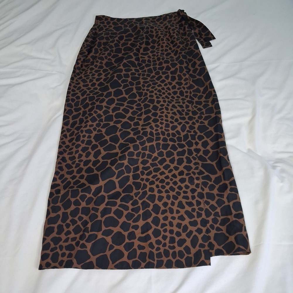 Finity Naturals Womens Animal Print Silk Wrap‎ Skirt Sz 6  Elevated Resortwear